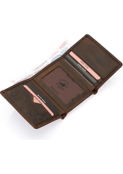 Hakiki Eskitme Deri Kağıt Para ve Kart Bölmeli Unisex Cüzdan modelleri