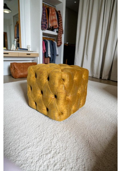 Küp Puf - BEST İthal Kadife Babyface Kumaş Varak Baskı - Modern Ve Şık Oturma Dekoratif Puf&Bench modelleri