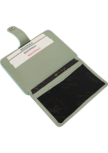 Carpi Çok Bölmeli Unisex Hakiki Flötr Deri Kartlık - Mint Yeşili modelleri