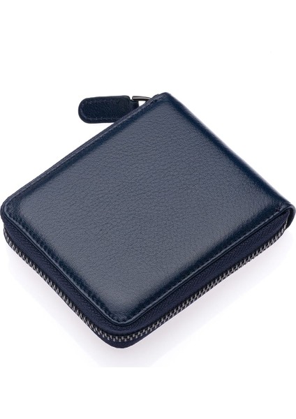 Unisex Kağıt Para ve Bol Kart Bölmeli Hakiki Deri Cüzdan Kartlık - Lacivert indirimleri