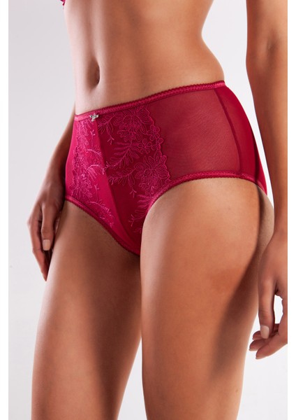 Gaspara Control Slip, Kadın Güpürlü Tül Şarap Renkli Yüksek Bel Külot fiyatları