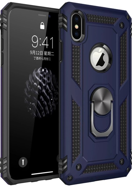 Zengezur Newface Iphone x Kılıf Sofya Yüzüklü Silikon Kapak - Lacivert