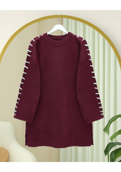 Kolları Ipli Çizgili Yumoş Triko Tunik