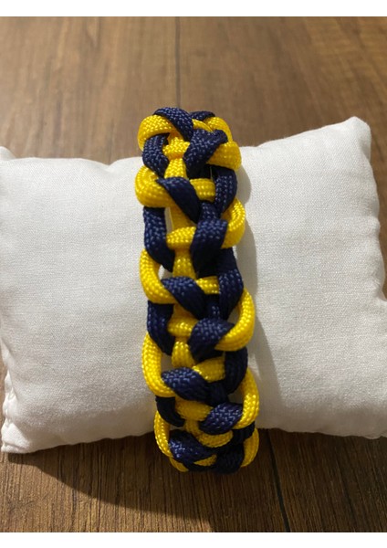 Sarı Lacivert Geniş Geçişli Model Paracord Bileklik modelleri