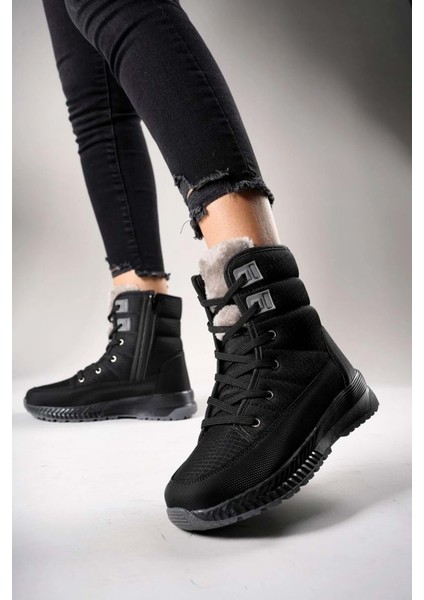 Kadın Kışlık Suya Dayanıklı Fermuarlı Bağcıklı Bot - Siyah - 38 fiyatları