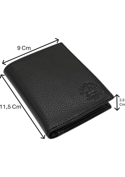 Hakiki Deri Çıkartılabilir Kartlıklı ve Kağıt Para Bölmeli Kartlıklı Erkek Cüzdanı - Siyah
