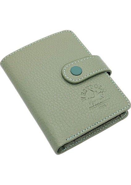 Hakiki Deri Kağıt Para ve Şeffaf Bol Kart Bölmeli Patlı Unisex Kartlık Cüzdan - Mint Yeşili fiyatları