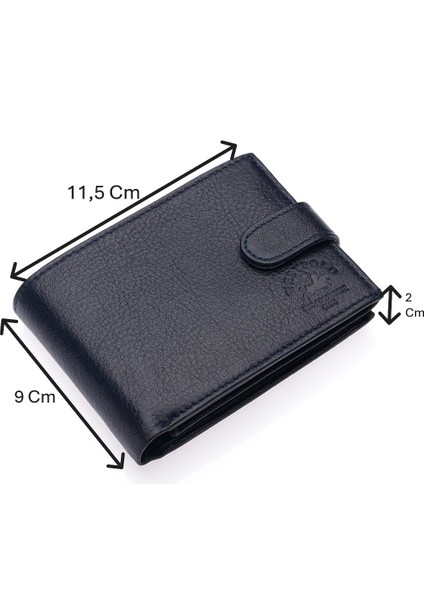 Kağıt Para, Bozuk Para ve Bol Kart Bölmeli Patlı Hakiki Deri Erkek Cüzdanı - Lacivert