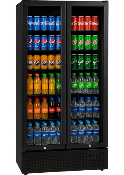 900D2K Dikey 2 Kapılı Premium Siyah Şişe Soğutucu