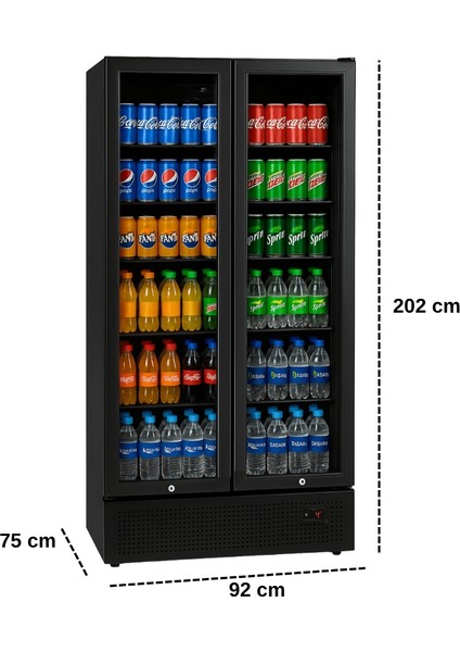 900D2K Dikey 2 Kapılı Premium Siyah Şişe Soğutucu modelleri
