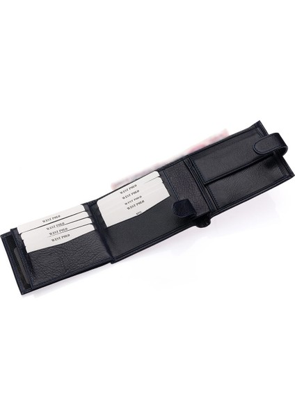 Kağıt Para, Bozuk Para ve Bol Kart Bölmeli Patlı Hakiki Deri Erkek Cüzdanı - Lacivert indirimleri