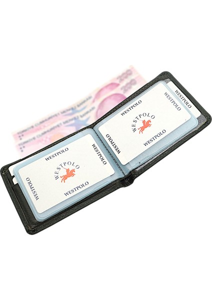 Hakiki Deri Kağıt Para ve Bol Şeffaf Kart Bölmeli Unisex Kartlık - Haki fırsatları
