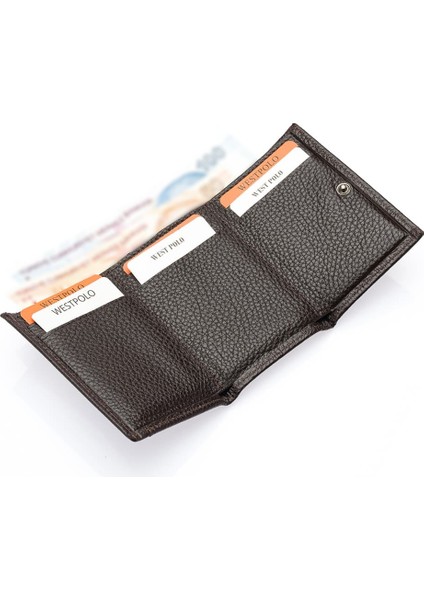 Unisex Hakiki Deri Bozuk Para ve Kağıt Para Bölmeli Cüzdan Kartlık - Kahverengi modelleri