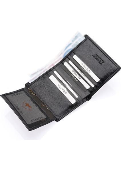 Agen Hakiki Deri Kağıt Para ve Bozuk Para Bölmeli Erkek Cüzdanı - Siyah fırsatları