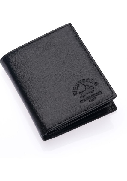 Hakiki Deri Kağıt Para, Bozuk Para ve Bol Kart Bölemli Erkek Cüzdan - Siyah fiyatları