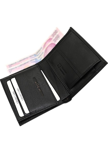 Hakiki Deri Ekstra Kartlıklı, Kağıt Para, Bozuk Para ve Bol Kart Bölmeli Erkek Cüzdan-Siyah modelleri