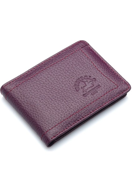 Hakiki Deri Kağıt Para ve Bol Şeffaf Kart Bölmeli Unisex Kartlık - Mor fiyatları