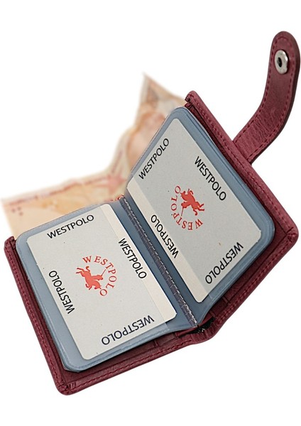 Hakiki Eskitme Deri Kağıt Para ve Bol Kart Bölmeli Patlı Unisex Kartlık Cüzdan - Bordo fırsatları