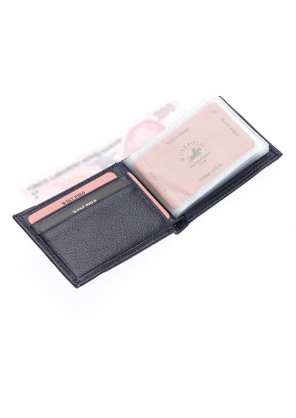 Hakiki Deri Kağıt Para ve Bol Şeffaf Kart Bölmeli Lastikli Unisex Kartlık - Lacivert modelleri