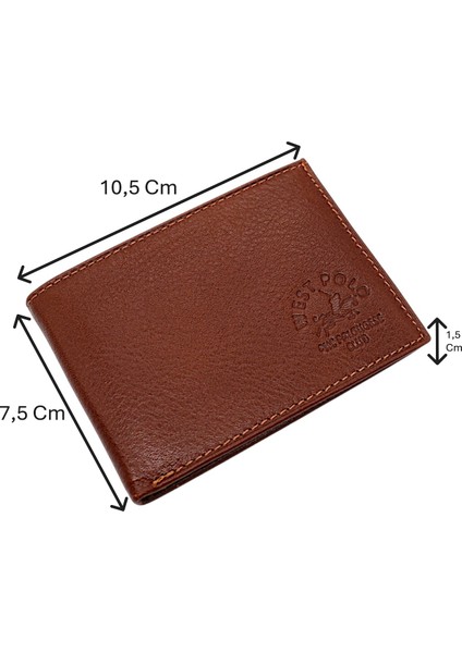 Hakiki Deri Kağıt Para ve Bol Şeffaf Kart Bölmeli Unisex Kartlık - Taba