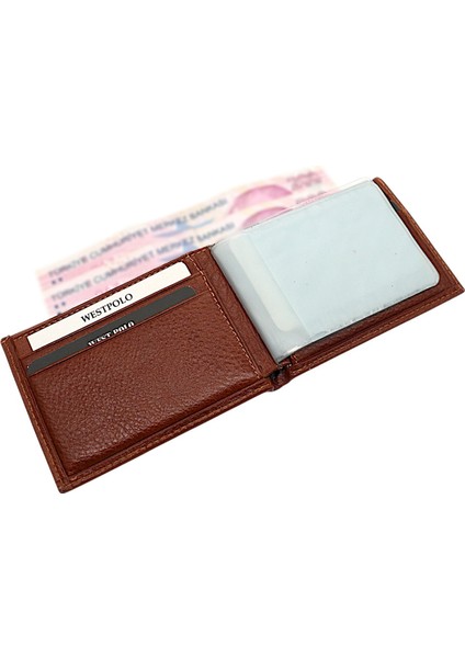 Hakiki Deri Kağıt Para ve Bol Şeffaf Kart Bölmeli Unisex Kartlık - Taba modelleri