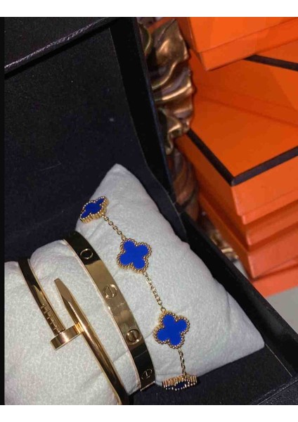 Gold Lacivert 3lü Bileklik,kelepçe Seti Çelik Set fiyatları