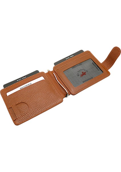 Hakiki Deri Çift Taraflı Kullanıma Uygun Kuşaklı Kağıt Para Klipsli Unisex Kartlık - Taba modelleri