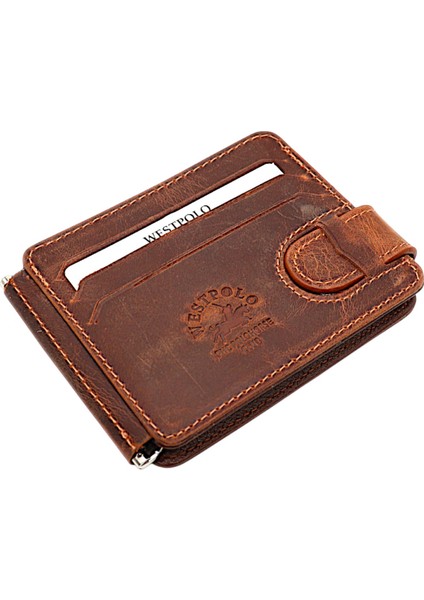 Hakiki Eskitme Deri Kuşaklı Kağıt Para Klipsli Unisex Kartlık - G2 Taba-Taba fiyatları