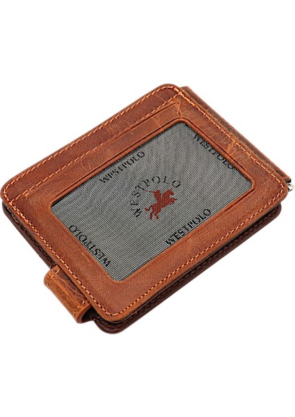 Hakiki Eskitme Deri Kuşaklı Kağıt Para Klipsli Unisex Kartlık - G2 Taba-Taba indirimleri