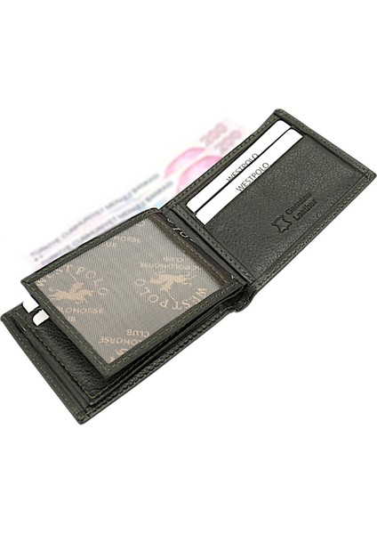 Hakiki Deri Bol Kart Bölmeli Erkek Cüzdanı - Yeşil indirimleri