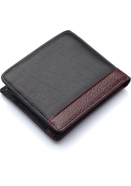 Hakiki Deri Kağıt Para ve Bol Kart Bölmeli Erkek Cüzdanı - Siyah-Bordo indirimleri