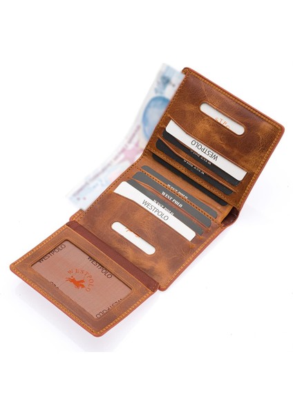 Kağıt Para ve Bol Kart Bölmeli Unisex Crazy Eskitme Hakiki Deri Cüzdan Kartlık - G2 Taba fırsatları