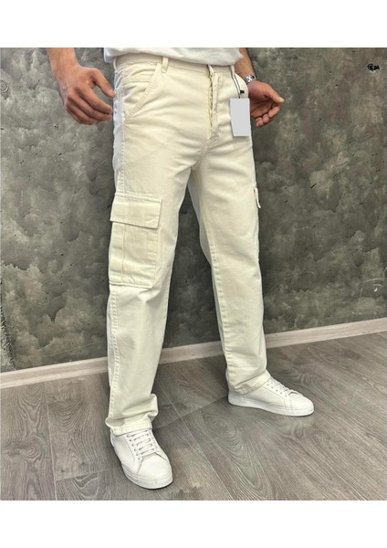 Lisbon Denim Street Baggy Kargo Cep Straight Yandan Cepli Kot Erkek Jean Pantolon