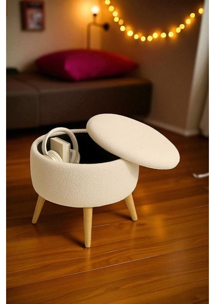 Home Co Art Teddybox Sandıklı Teddy Peluş Puf – Yuvarlak, Ahşap Ayaklı Retro Bench & Dekoratif Tabure modelleri