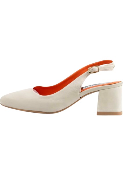 Kadın Topuklu Hakiki Deri Sandalet Kırık Beyaz fırsatları
