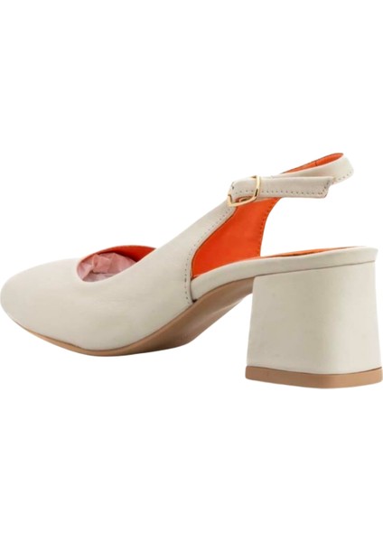 Kadın Topuklu Hakiki Deri Sandalet Kırık Beyaz indirimleri