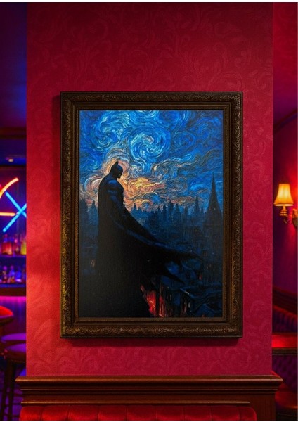 Dark Knight – Van Gogh Stilinde Batman Duvar Tablosu (Çerçeveli)