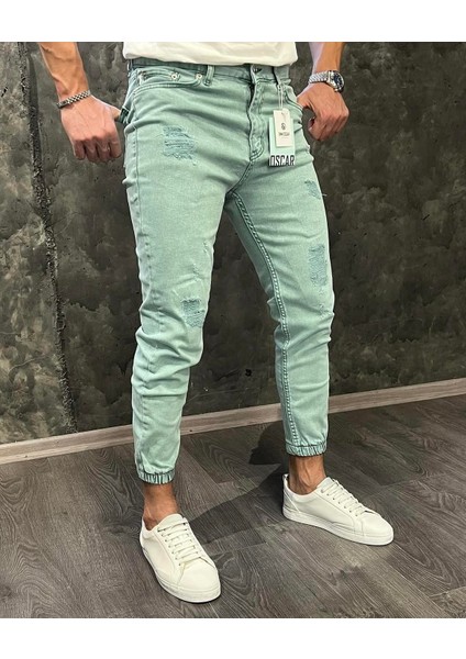 Dominic Denim Paca Lastik Lazer Işlemli Regular Straight Erkek Jean Pantolon modelleri