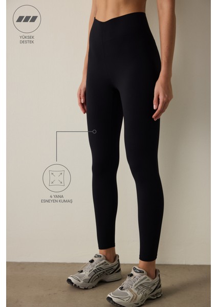 Siyah Yüksek Destek Toparlayıcı Etkili Yüksek Bel Back Lock Tayt fiyatları