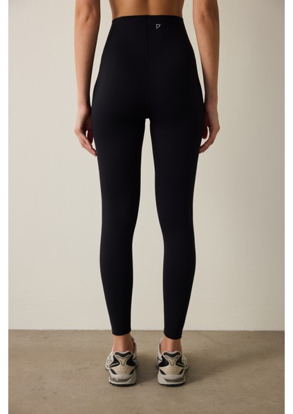 Siyah Yüksek Destek Toparlayıcı Etkili Yüksek Bel Back Lock Tayt fırsatları