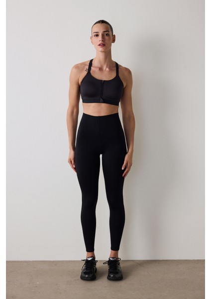 Siyah Yüksek Destek Toparlayıcı Etkili Yüksek Bel Back Lock Tayt indirimleri