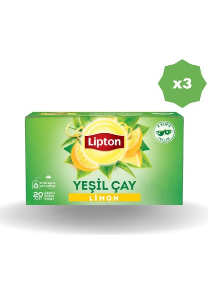 Limonlu Yeşil Çay 20'li - (3 Adet)