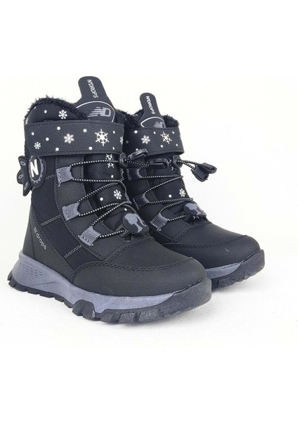 Çocuk Bot Içi Kürklü Kaymaz Taban Bantlı Ortopedik - Siyah - 28