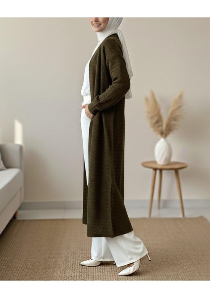 Zikzak Desenli Uzun Triko Hırka