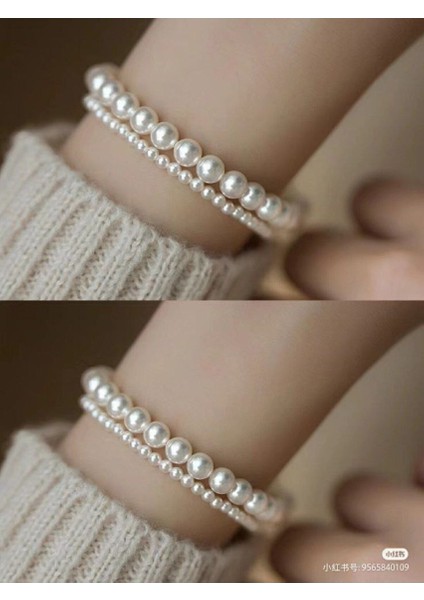 2'li Zarif Incili Kadın Bileklik ile Şıklığınızı Tamamlayın