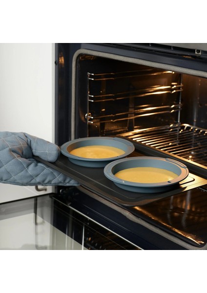 Kantnal Silikon Kek Kalıbı Gri-Turkuaz 18 cm 2 Adet fiyatları