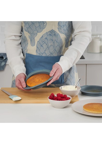 Kantnal Silikon Kek Kalıbı Gri-Turkuaz 18 cm 2 Adet modelleri