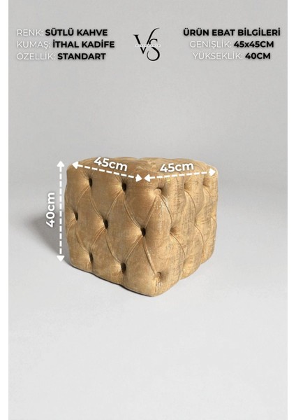 Küp Puf - BEST İthal Kadife Babyface Kumaş Varak Baskı - Modern Ve Şık Oturma Dekoratif Puf&Bench fırsatları