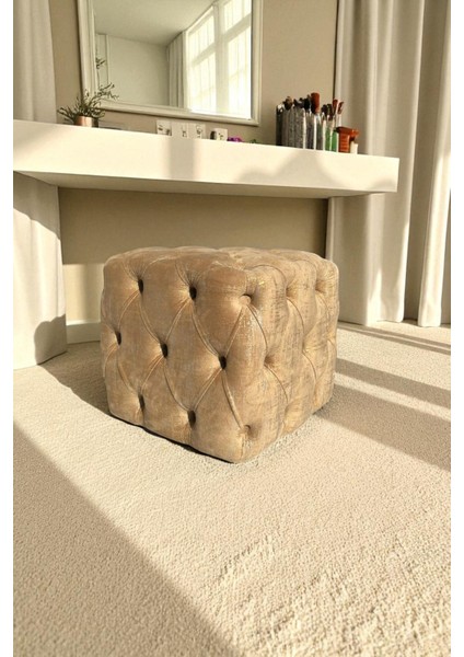 Küp Puf - BEST İthal Kadife Babyface Kumaş Varak Baskı - Modern Ve Şık Oturma Dekoratif Puf&Bench fiyatları