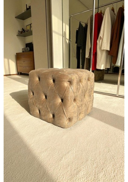 Küp Puf - BEST İthal Kadife Babyface Kumaş Varak Baskı - Modern Ve Şık Oturma Dekoratif Puf&Bench modelleri